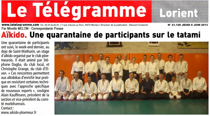 Article Télégramme du 6 Juin 2013