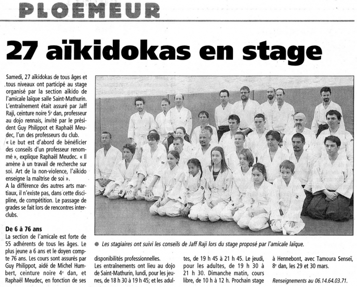 article presse stage Jaff RAJI 8 et 9 mars 2003