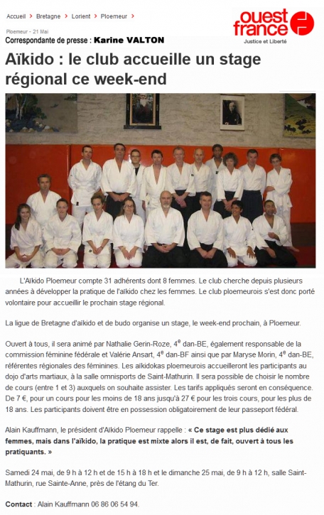 Ouest france 21 Mai 2014.